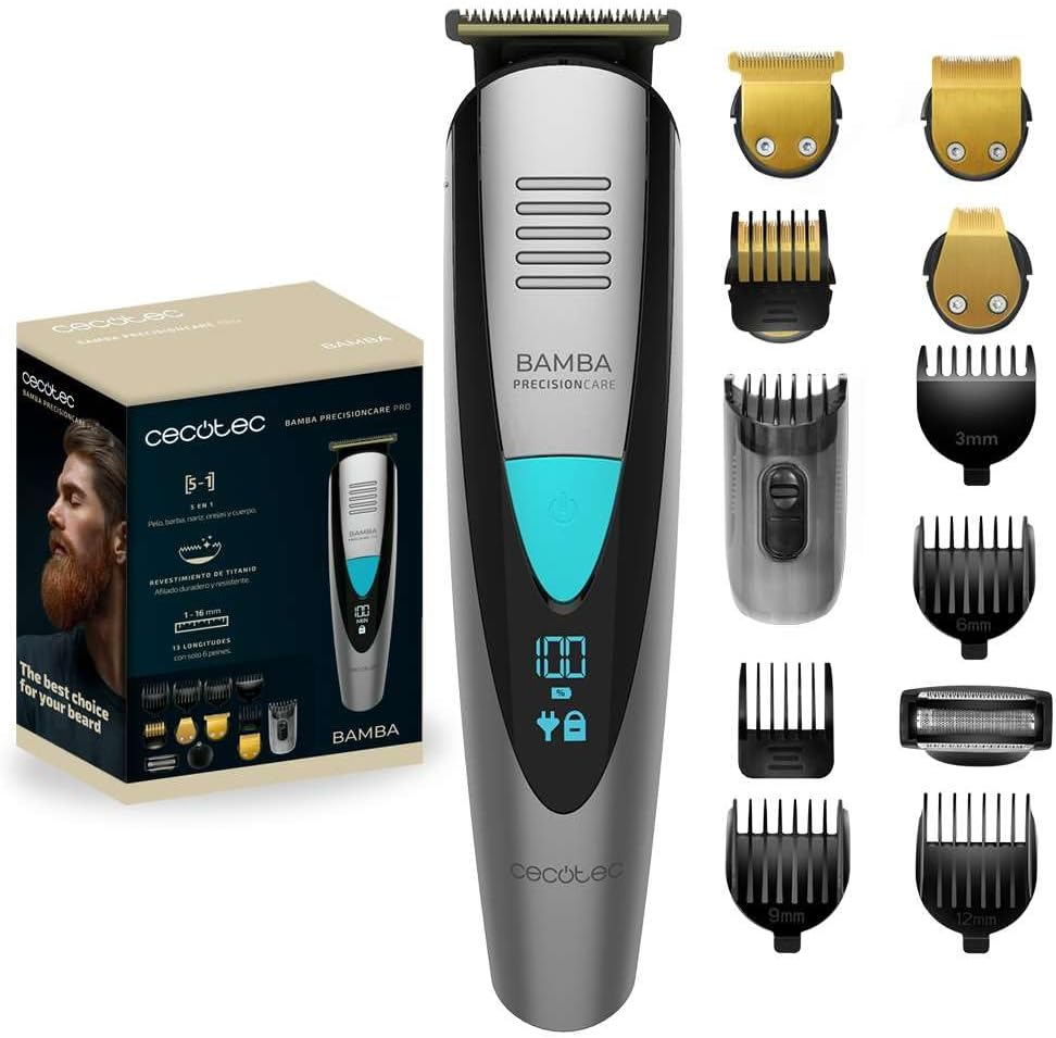 Cecotec Precisioncare 5-In-1 Waterproof Hair Trimmer with 60 Minutes Autonomy, Titanium Coated Stainless Steel Blades, Nonstop Function, Adjustable Comb with 9 Length Settings image number 3
