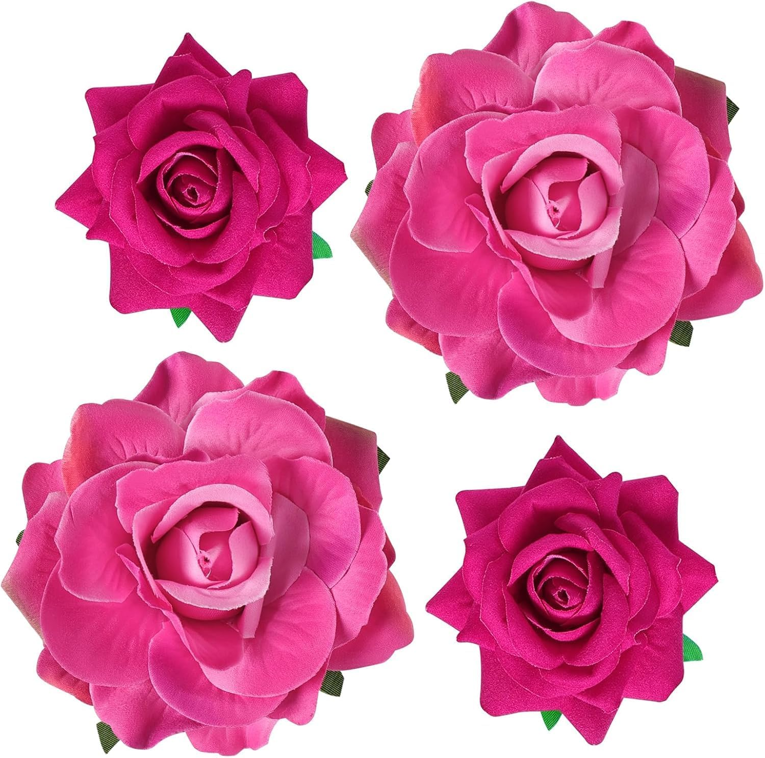 4 Pcs Rose Hair Clip - Flower Hairpin Brooch-Fabric Floral Clips - Hair Flowers Pin (Purple)