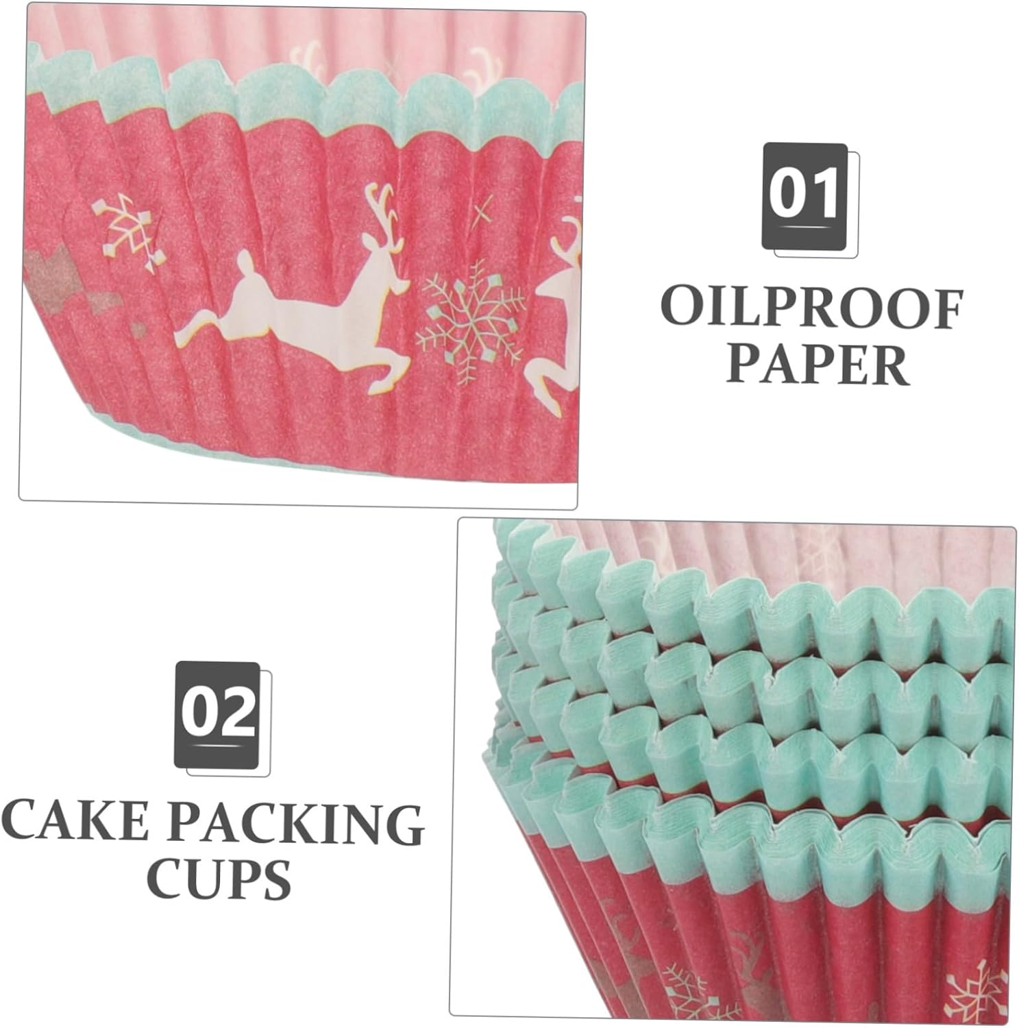 Non-Stick Paper Baking Cups 250Pcs Set Oilproof Cake Liners Heat Proof for Christmas Parties Home Commercial Use image number 2