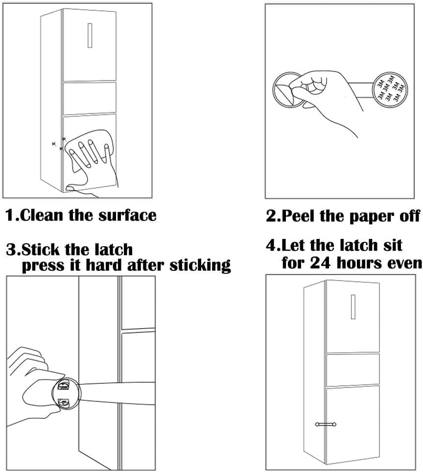 4 Packs Child Safety Cupboard Latch Stick on for Kitchen Self Adhesive Baby Proofing Latch Children Proof Locks for Door, Drawer, Closet, Refrigerator, Trash image number 6