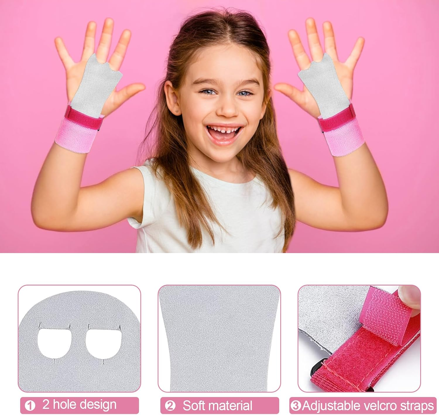 2PCS Gymnastics Hand Grips Gloves Wristbands, Gymnastic Hand Grips Gymnastic Bar Palm Protection and Wrist Support Sports Accessories for Boys Girls Youth Kids Workout and Exercise image number 6