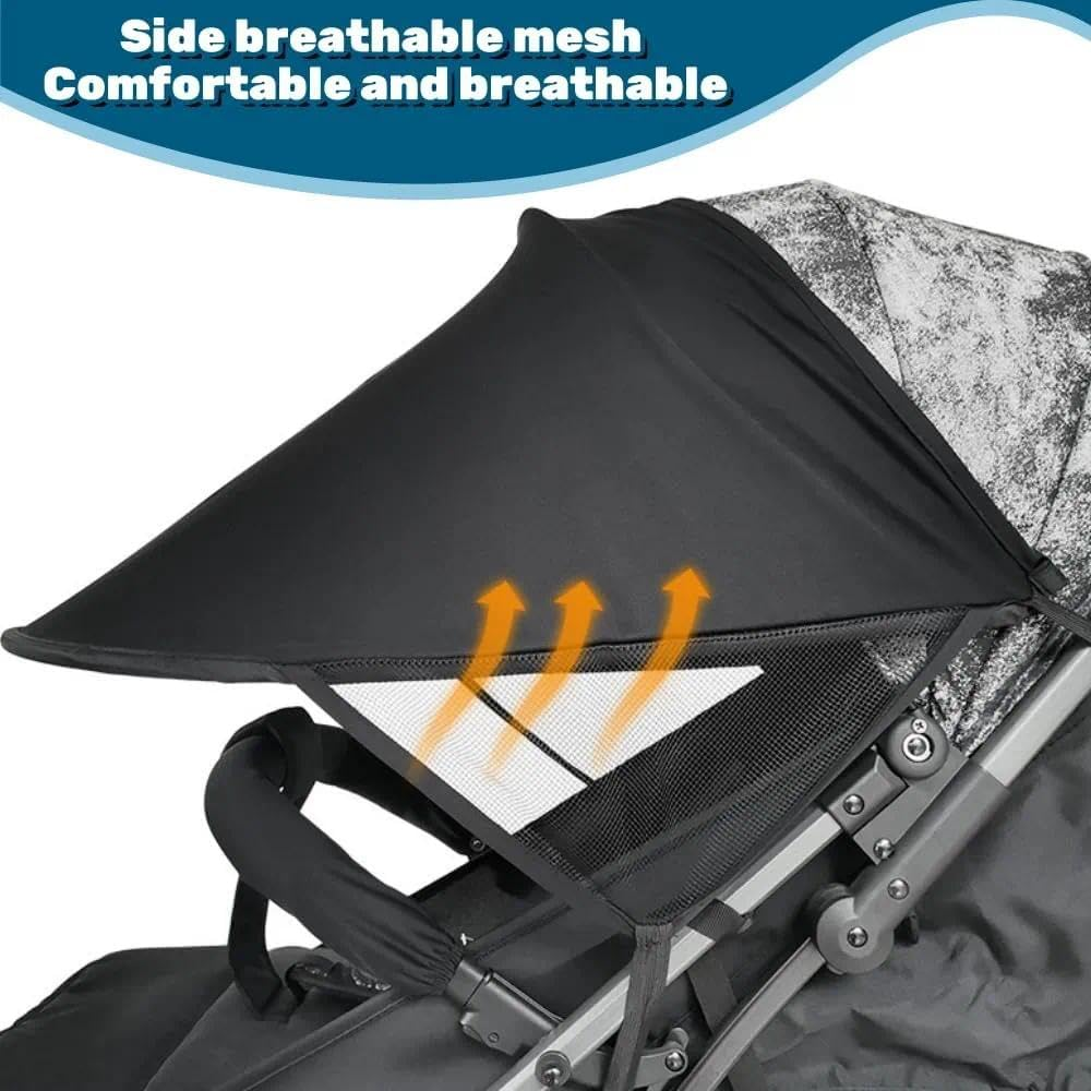 Pram Sun Shade Cover Baby Sunshade UPF 50 + Adjustable Sun Shade Canopy Breathable Pram Sun Shade for Pushchair Stroller Buggy Pram image number 4