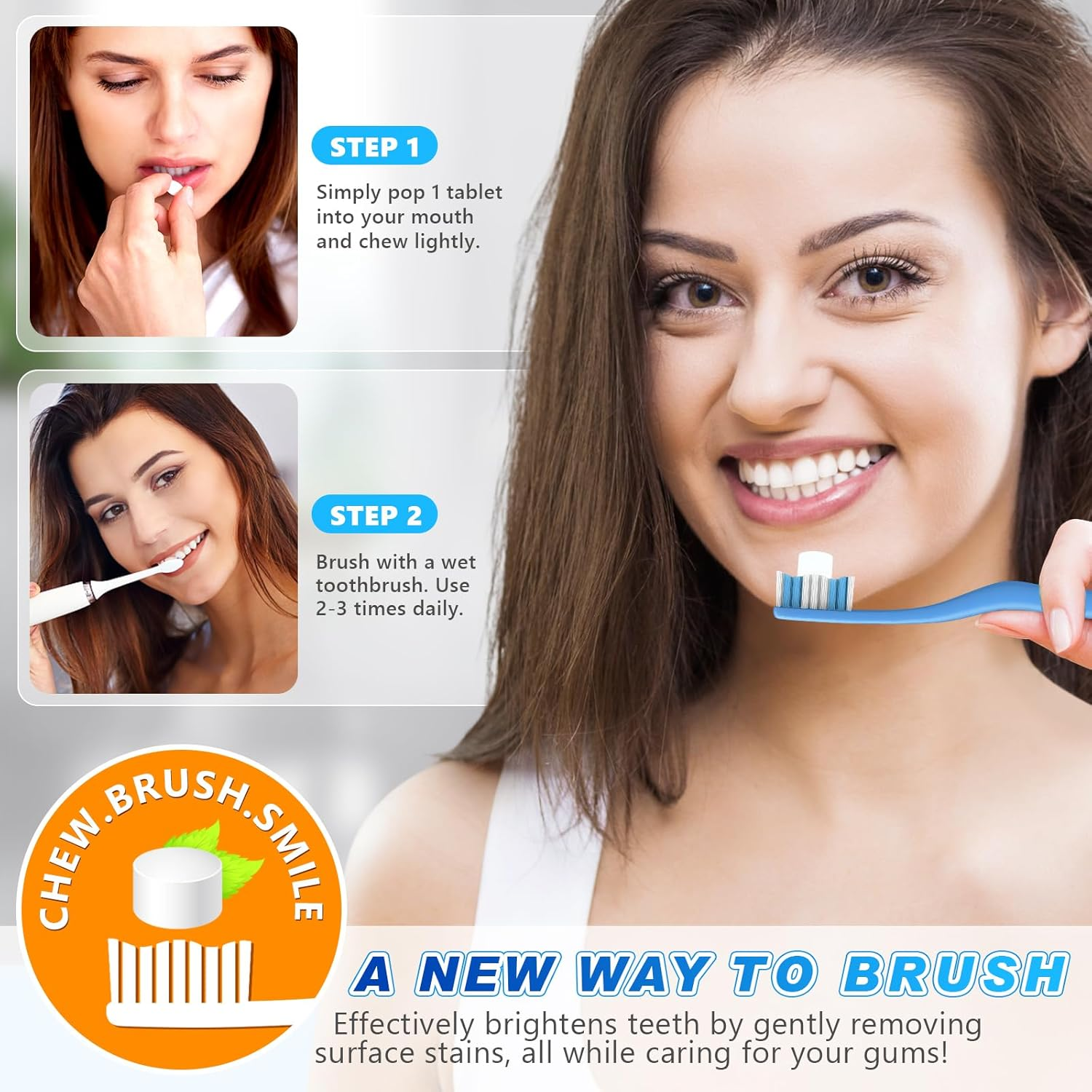 Toothpaste Tablets, Nano Hydroxyapatite, Coconut Oil, Mint Flavor, 70 Count, Tooth Cleaning Agent, Tablet Form, Travel Size, Strengthens Enamel, Fights Plaque, Freshens Breath image number 2