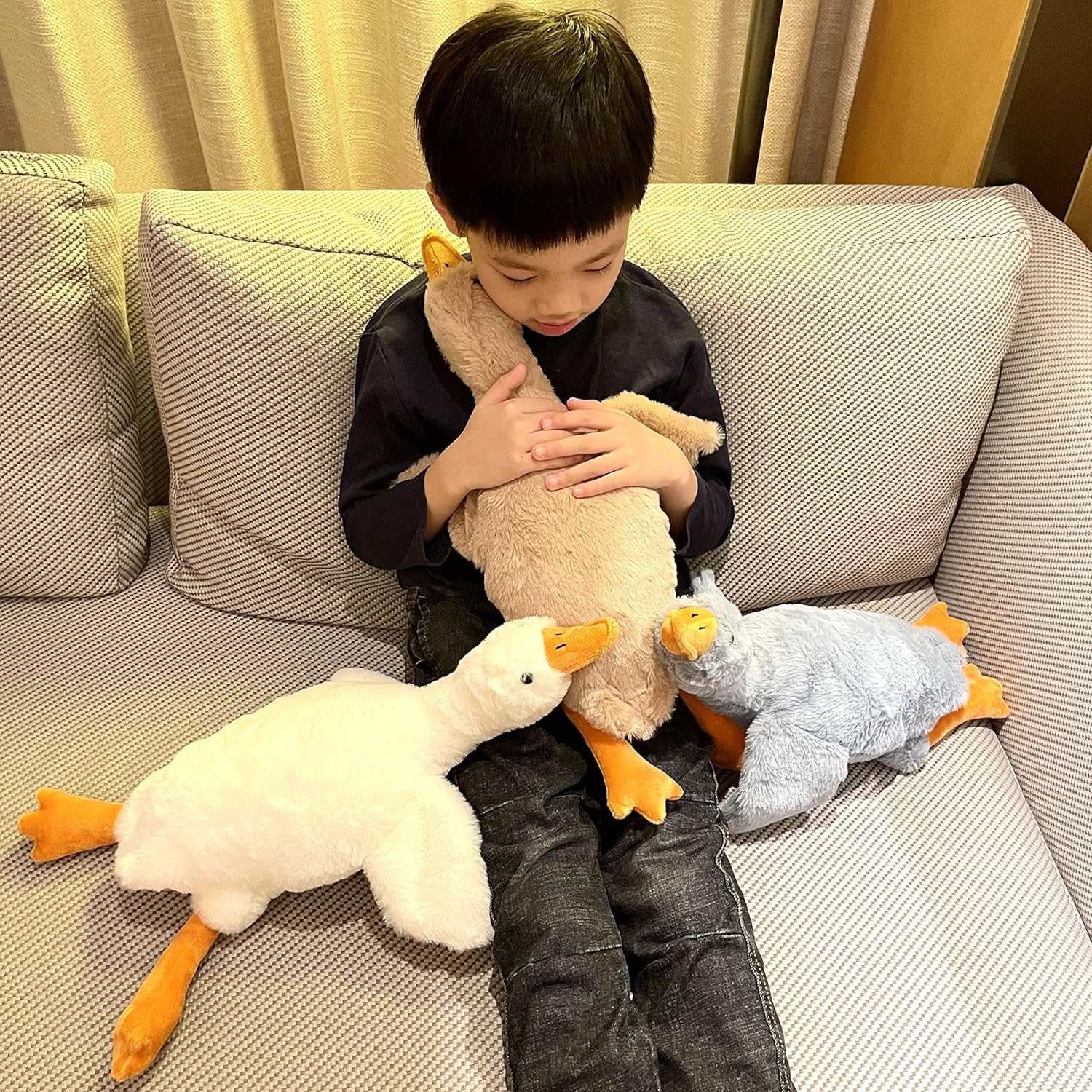 Small Goose Stuffed Animal, 3 Pack 20 Inch Tanha Plush Pillow Toy, Cute Duck Plush Pillow image number 4