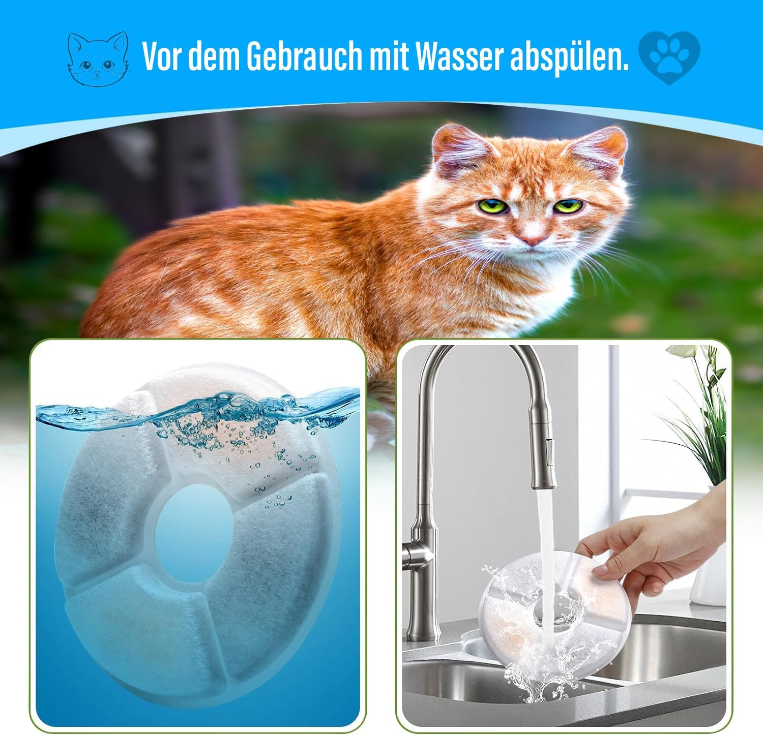 Filter Cat Fountain, Replacement Filter, Drinking Fountain Filter, Filter for Cats and Dogs Drinking Fountain, Cat Fountain Filter, Cat Accessories (1 Filter) image number 4