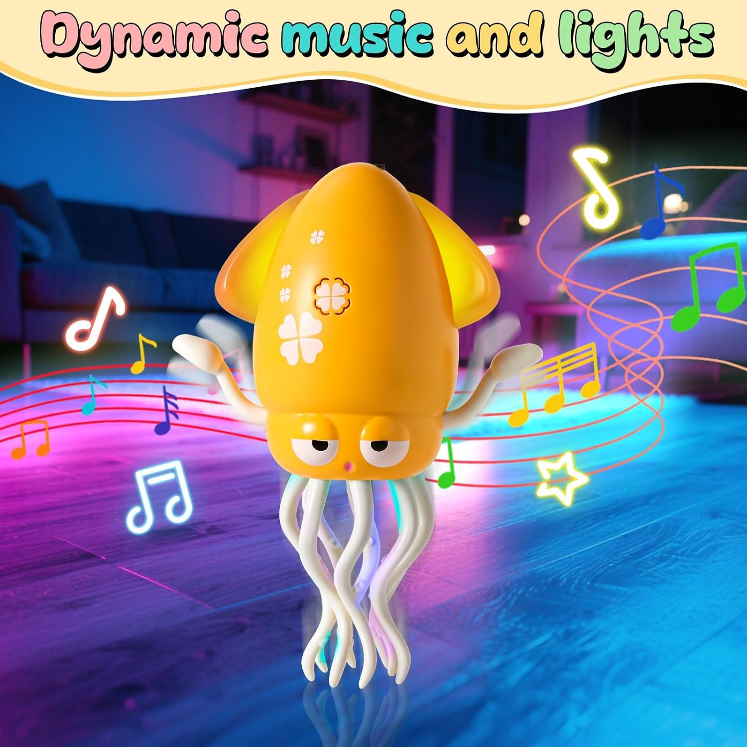 Kicttule Smart Dancing Octopus Toy with Obstacle Avoidance, Auto Upright Dance Mode & LED Music Show, USB-C Rechargeable Crawling Decor for Home Entertainment image number 1