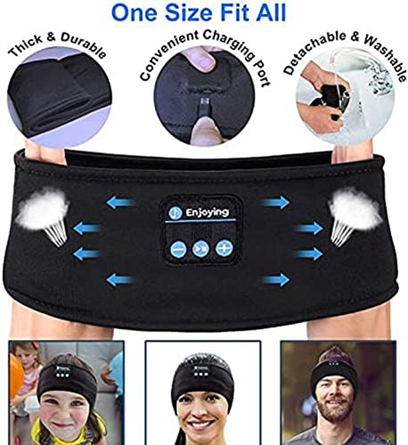 Epalzonexp Wireless Bluetooth 5.0 Headphone Music Eye Mask Stereo Headphones Earphone Music Headband Sleep Headphones for Side Sleepers Sports Headphone Outdoor (Black) - Black image number 3