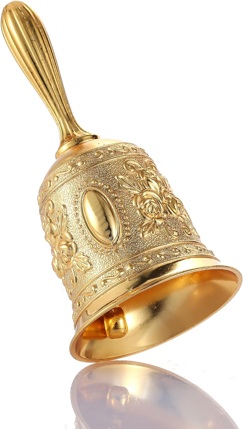 Homelavie Super Loud Solid Brass Gold Hand Call Bell for Wedding, Seniors, Teacher, Dinner, Tibetan, Meditation, Gift image number 4