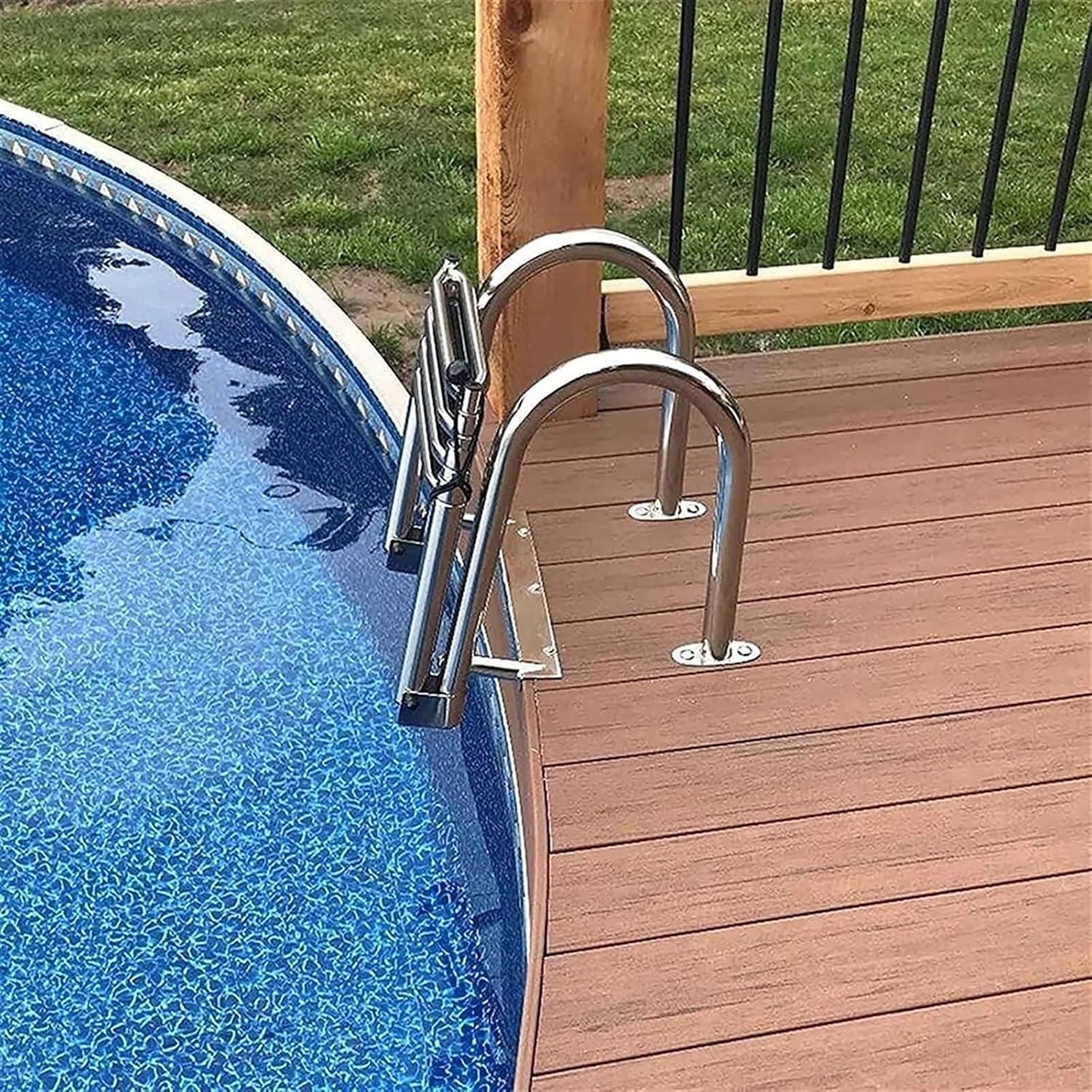 Stainless Steel Pool Ladder,Boat Pool Ladder 4 Steps Bathing for Swimming/Deck Boat,Folding Dock Boat Ladders 4 Step,Stainless Steel Pool Ladder with Wide Step & Handle image number 5
