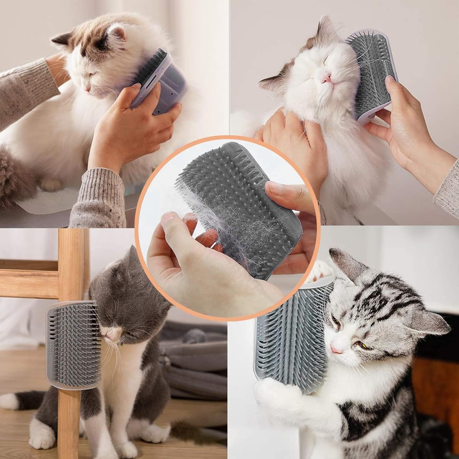 Cat Brush Comb, Massage Corner Cat Brush, Cat Brush Wall Corner, Cat Self Groomer, 2 Pieces Cat Corner Groomer Brush, Self Groomer Cat for Long Hair, Short Hair Cat Massage (Without Catnip) image number 3