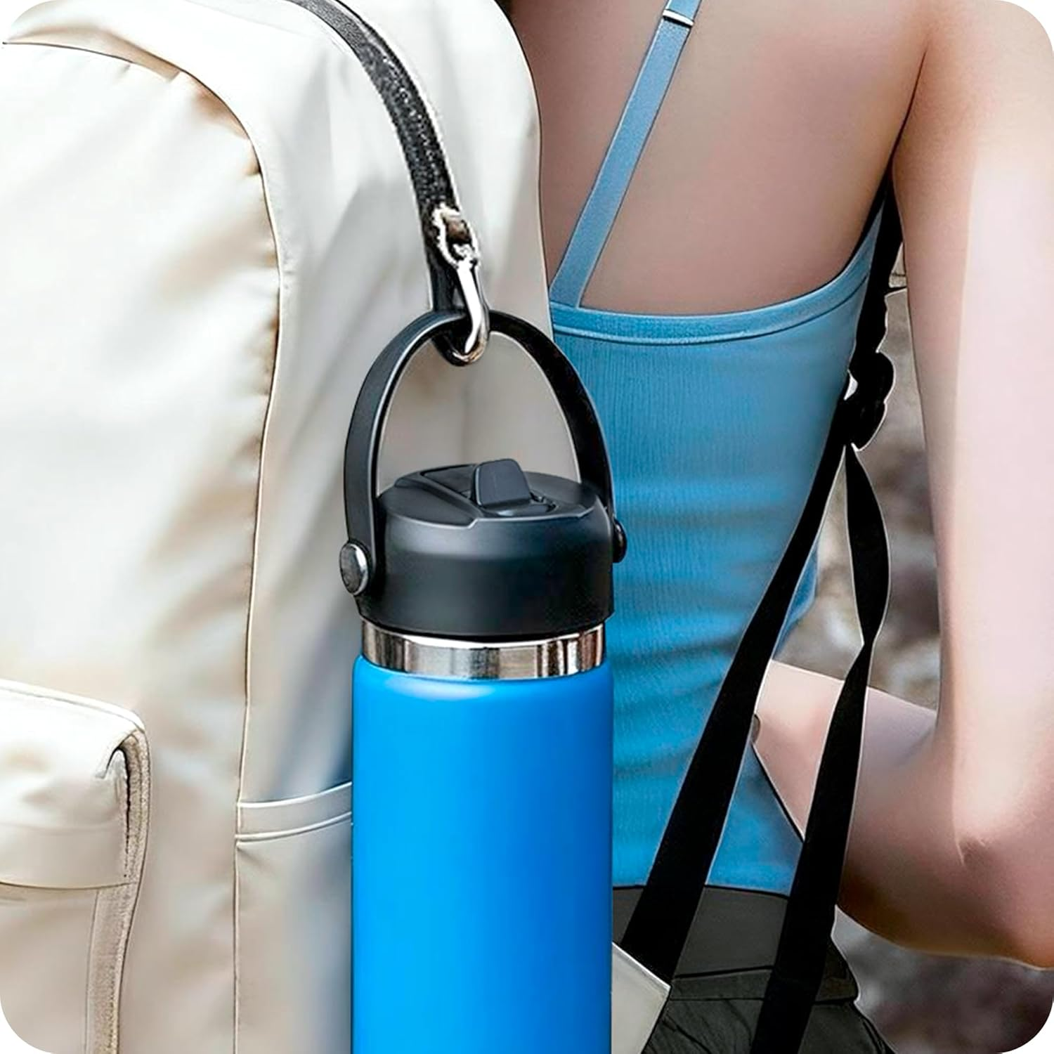 Straw Lid for Hydroflask, Replacement Lids with Straw for Hydroflask 12 16 18 20 32 40 64Oz Wide Mouth Water Bottles, Straw Cap with Flexible Handle for Hydro Flask(White) - Purple image number 7