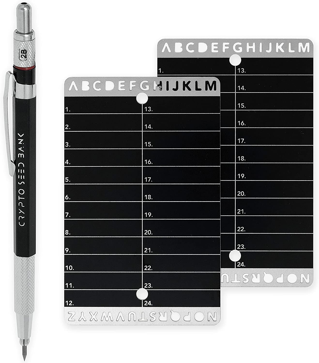 Crypto Seed Bank - Stainless Steel Seed Plate for Crypto Seed Phrase Storage - Precise Engraving for Bitcoin Wallet - Crypto Metal Seed Plate for Ledger and Trezor Hard Wallet Crypto (Wallet Size)