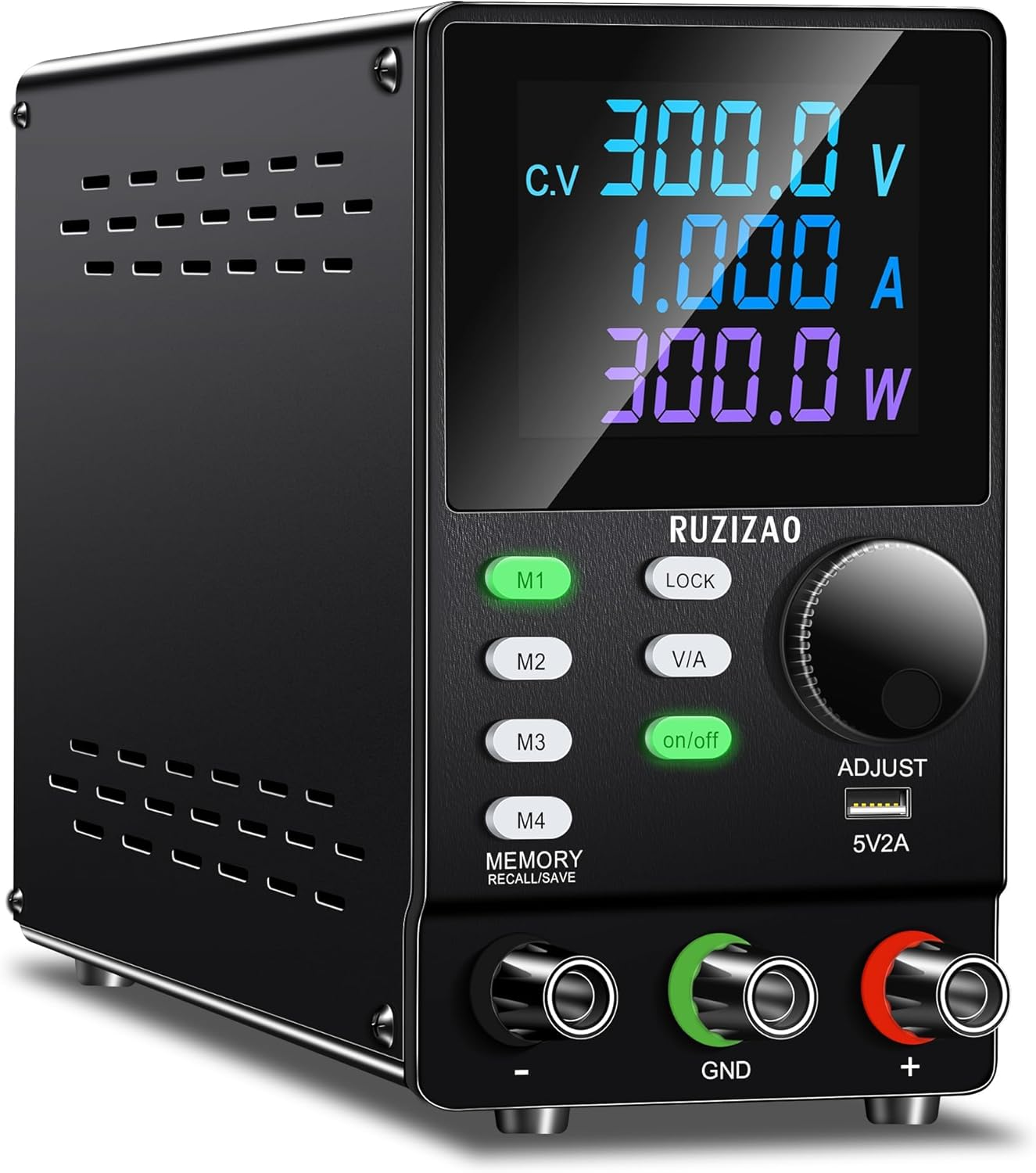DC Power Supply Variable, 300V 1A, High Voltage Adjustable Switching Regulated Lab Bench Power Supply with 4 Storage Modes, Encoder Knob, Output Switch, Lock Button, Colorful 4-Digit Display image number 5