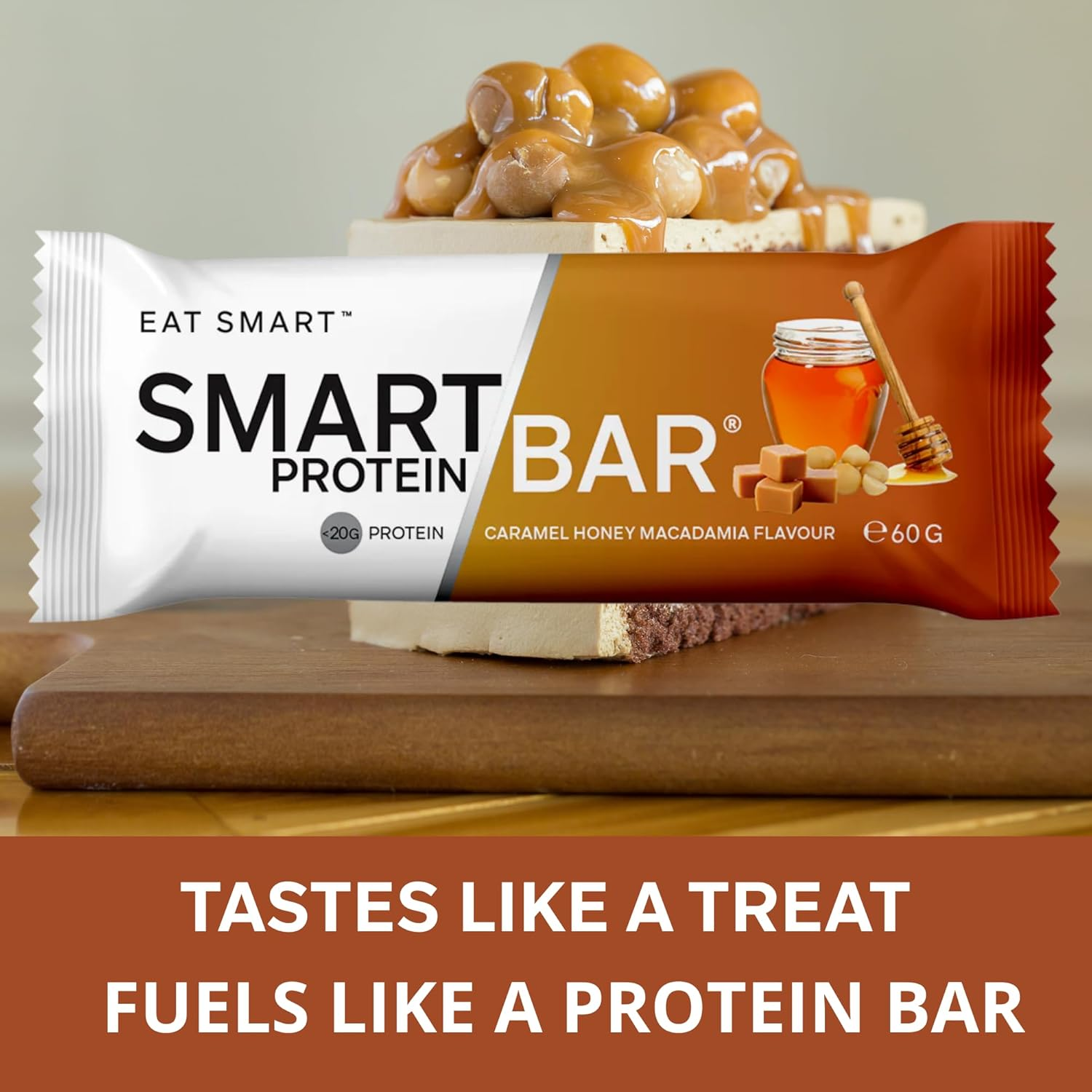 Smart Bars Protein Bar - Caramel Honey Macadamia, 12 X 60 G | 19.1 G High Protein Snack, Keto Friendly, Nutritional, Low-Carb, Low Sugar image number 1