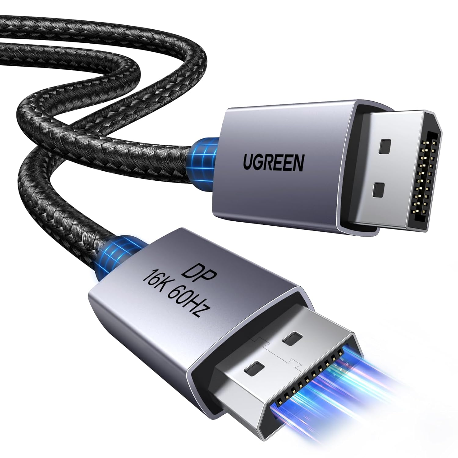 UGREEN 16K Displayport Cable 2.1, DP to DP 80Gbps Aluminum, Support 16K@60Hz, 8K@240Hz, HDR, Freesync, G-Sync, Compatible with Laptop/Pc with HDTV, Projectors, Screens, 3M