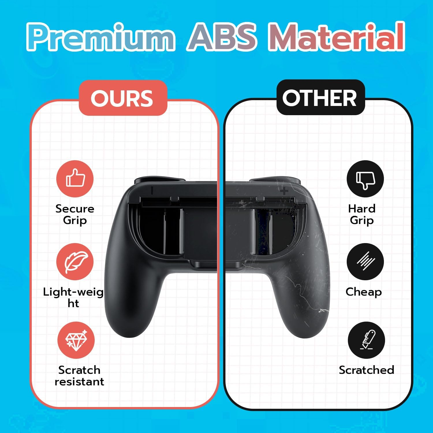 Mcbazel Controller Grips for Nintendo Switch 2 Joy Con Controllers - Ergonomic Anti-Slip Handles with L/R Triggers,Abs Protective Case Cover Accessories,2 Pack(Black) image number 2