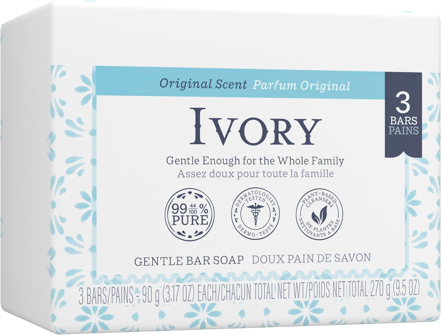Simply Ivory Bath Bar for Unisex by Ivory, 3 Count image number 1