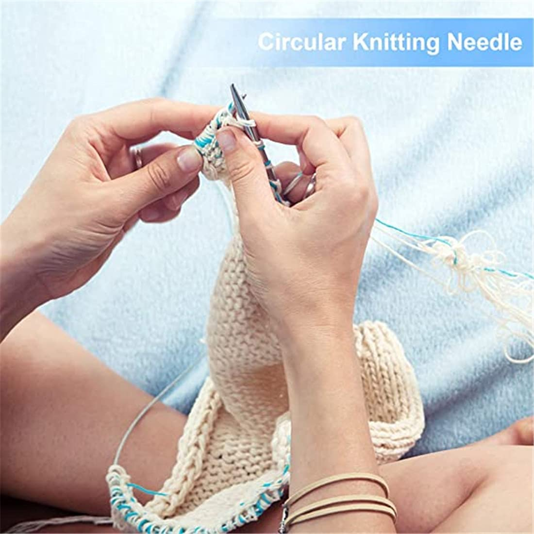 PENGQIMM Stainless Steel Circular Knitting Needles Set, 9 Pieces 2.5Mm - 10Mm Circular Knitting Needles Flexible Sweater Needle with Wire, round Crochet Knitting Needle for Weaving Hat Sweater image number 4