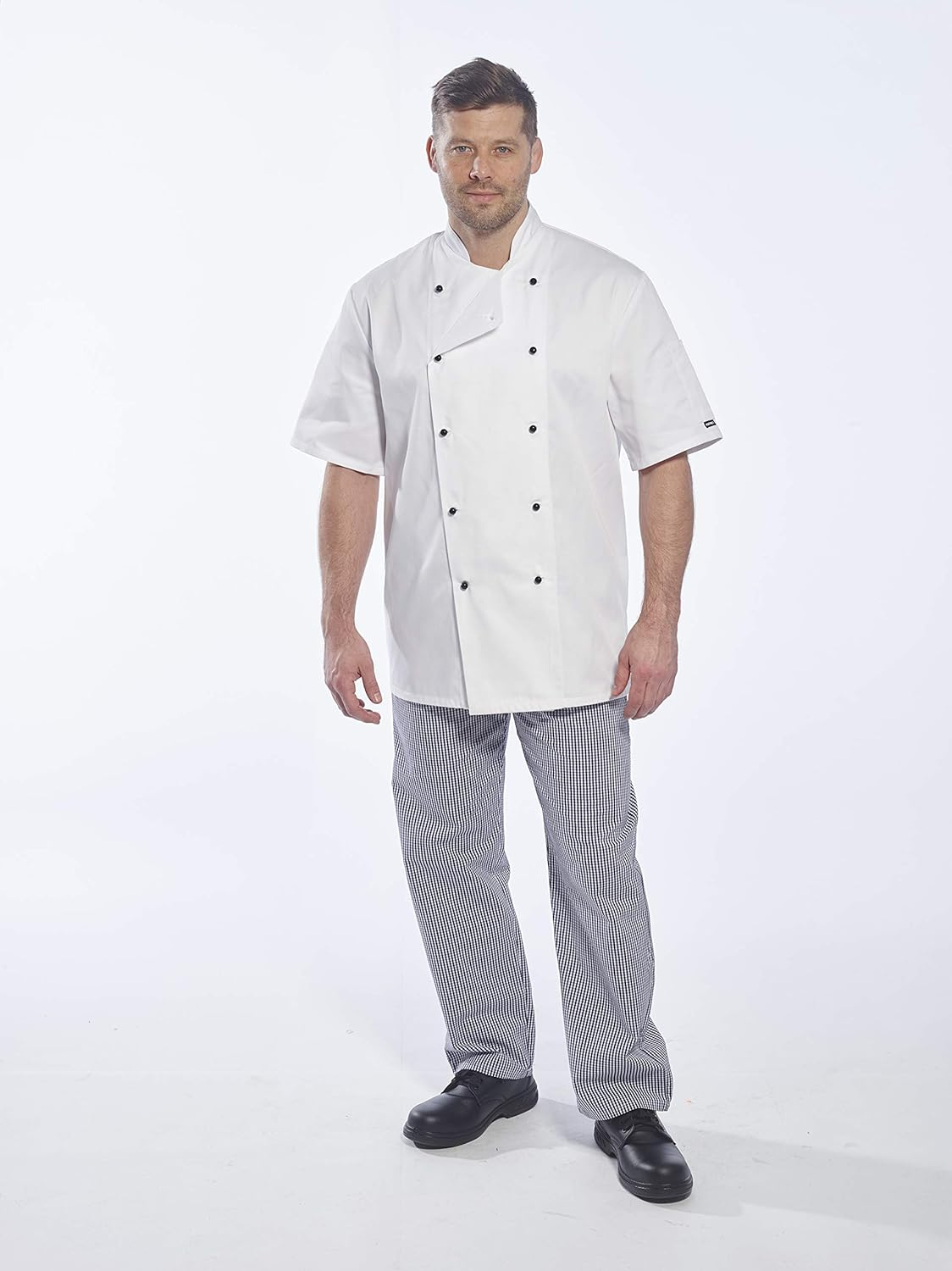 Portwest C734 Unisex Kent Chef Jacket Short Sleeve White, Medium