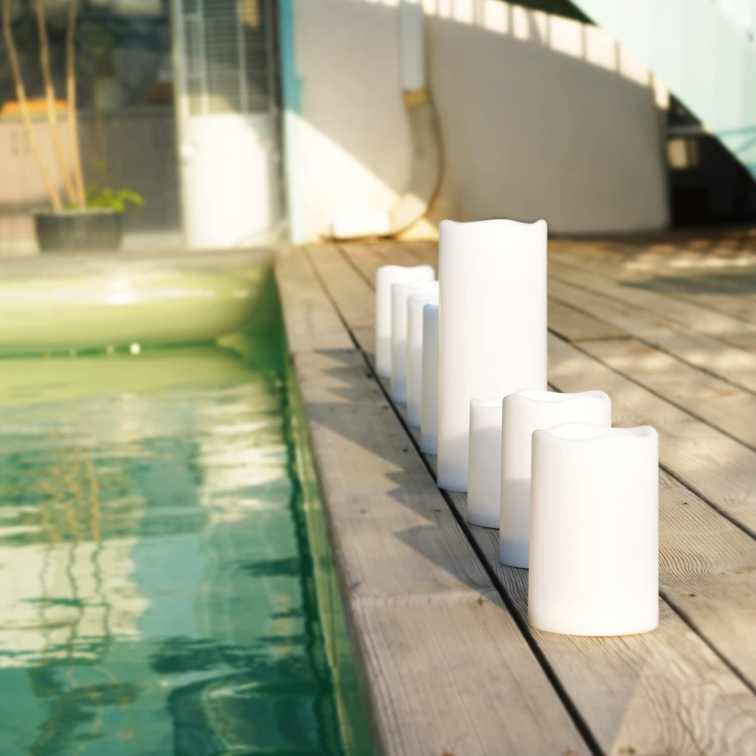 Homemory 4"X8" Large Solar Candles Outdoor Waterproof, Dusk to Dawn, Solar Powered Flameless Candles for Outdoor, Lanterns, Set of 2 image number 5