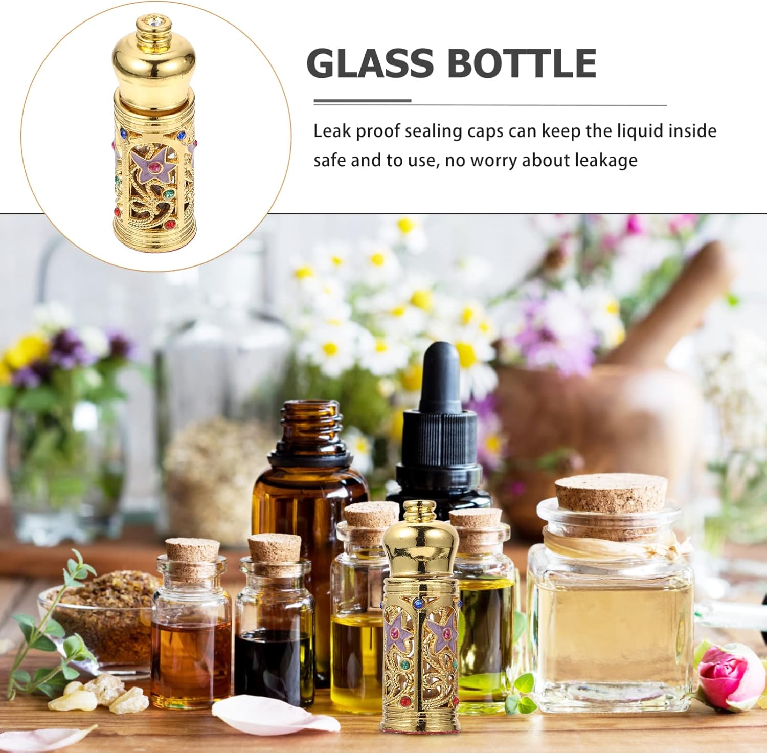 FOMIYES Middle Eastern Perfume Essential Oil Bottle Elegant Decor Storage for Aromatherapy Refillable Essence Container Versatile Perfume Sub Bottle for Home Car Use image number 4