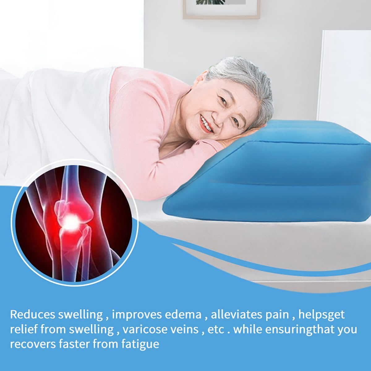 Baiao Inflatable Wedge Pillows, Stand up Pillow for Air Mattresses, Seat Pillow for Air Mattresses, Sleeping Pillow for Back, Leg Support and Knee Support(Blue) image number 2