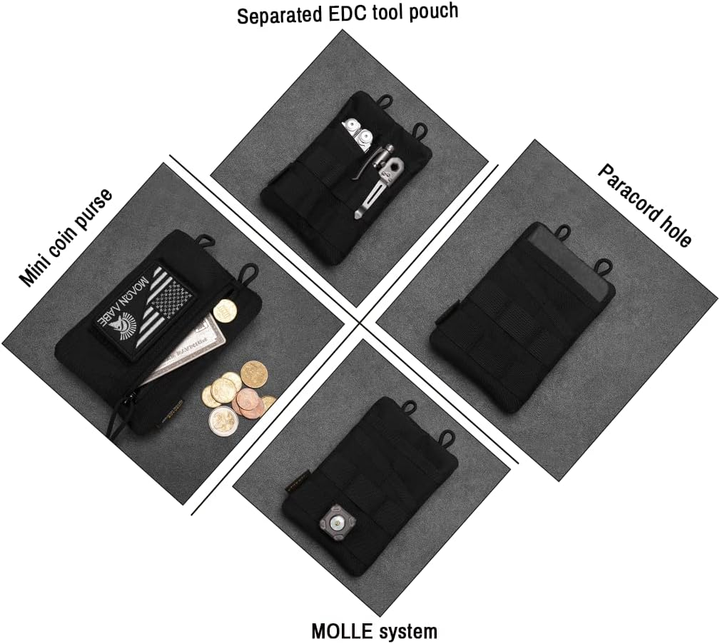 VIPERADE VE3-P Pocket Organizer Pouch, EDC Pocket Organizer Men with DIY Patches Area, EDC Organizer Pouch with 4 Tool Storage EDC Pouch for Flashlight, Pocket Knife, EDC Pen, EDC Gear (Black) image number 3