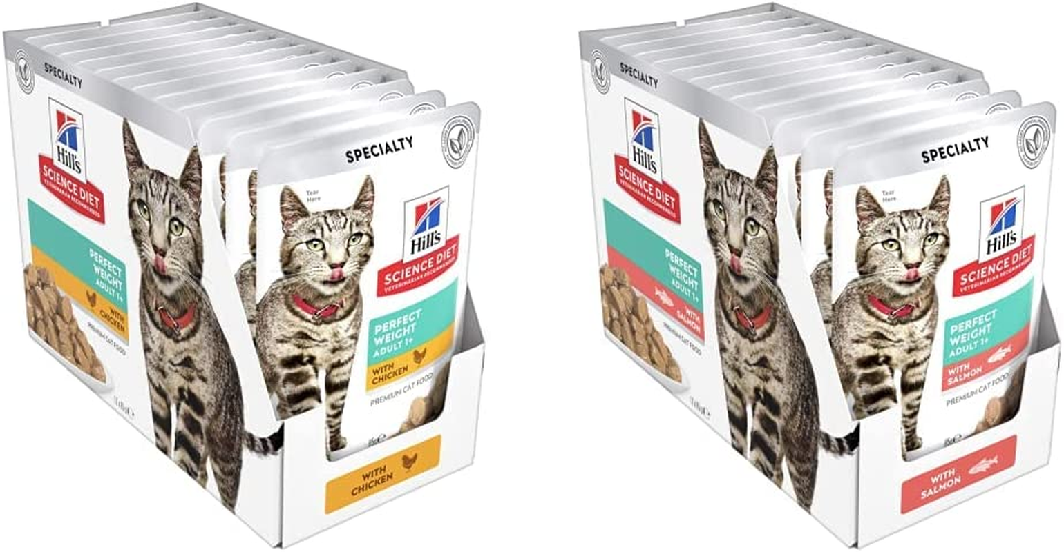 Hill'S Science Diet Perfect Weight Wet Cat Food Pouches 85G, (Chicken & Salmon) 2X12 Pack