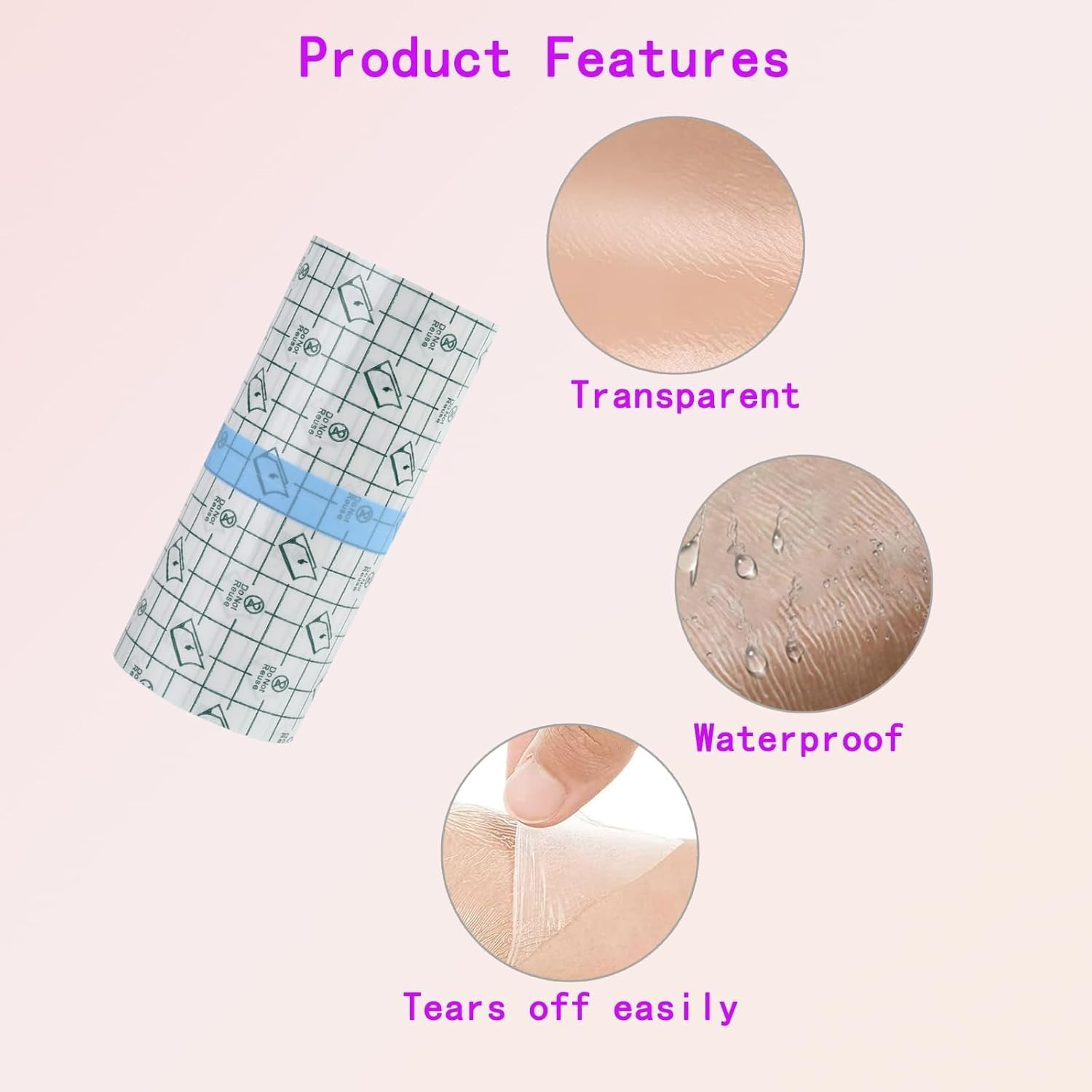 2 Pcs Clear Film Dressing Bandages, Breathable Protective Films, Waterproof PU Film Fixed Bandage Tape, for Waterproof Plasters&Tattoo Film Healing, Washing, Swimming & Bathing (6 * 79 In) image number 2