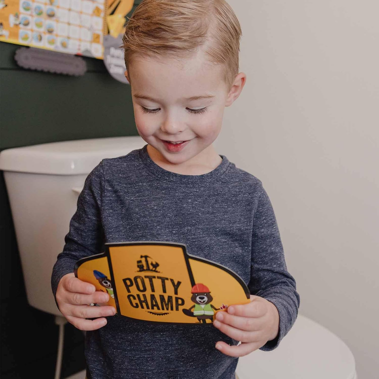 Potty Training Chart with 35 Stickers, 3 Reminder Stickers and Crown for Toddlers Boys and Girls - Potty Training Rewards for Kids - Tractor