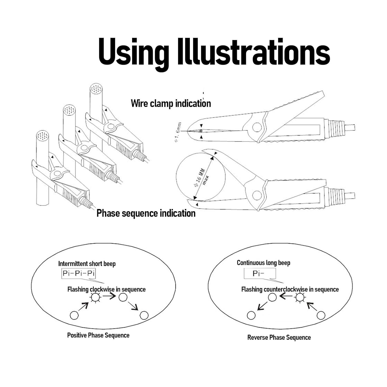 Pyhodi Noncontact Phase Sequence Tester, AC 70V- Manufacturer Direct Phase Rotation Meter, 5.4Kvrms Insulation Strength Non Touch Phaseing Rotation Meter image number 6