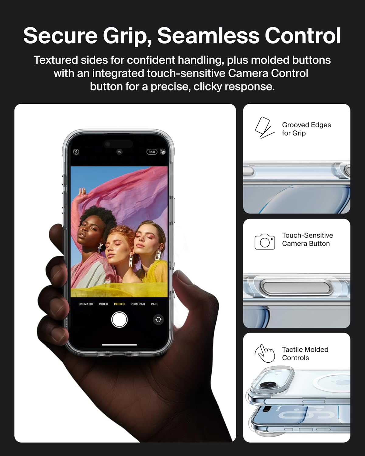 Belkin Msa033Qccl Clear Case for Iphone Air, Magsafe/Qi2, 25W, Built-In Magnet, Thin, Ultra Shockproof, UV Resistant, Anti-Yellowing Soft TPU, Clear image number 3