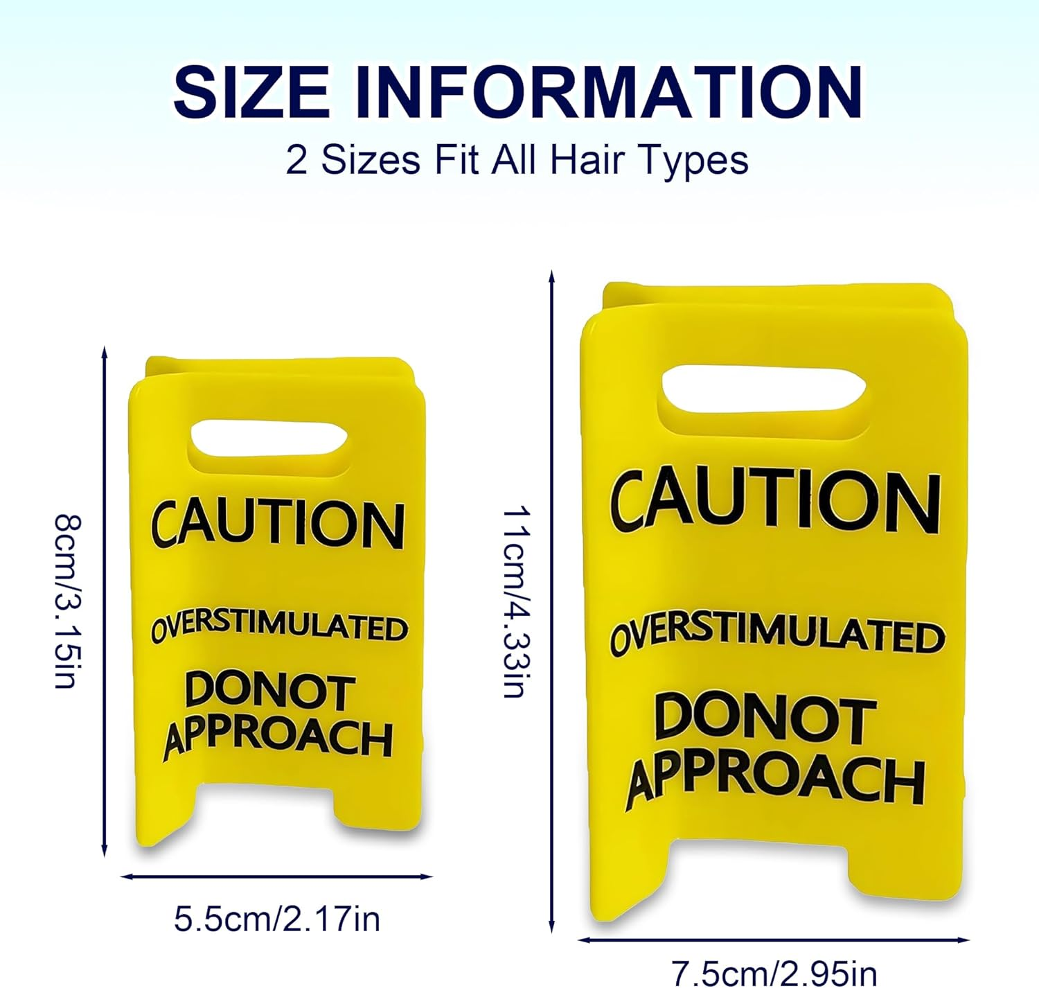 Overstimulated Caution Sign Hair Claw Clip, Yellow Do Not Approach Hair Clip for Thick Hair, Strong Grip Funny Hair Accessories for Women, Coworkers & Friends, Funny Gag Gift (Small)