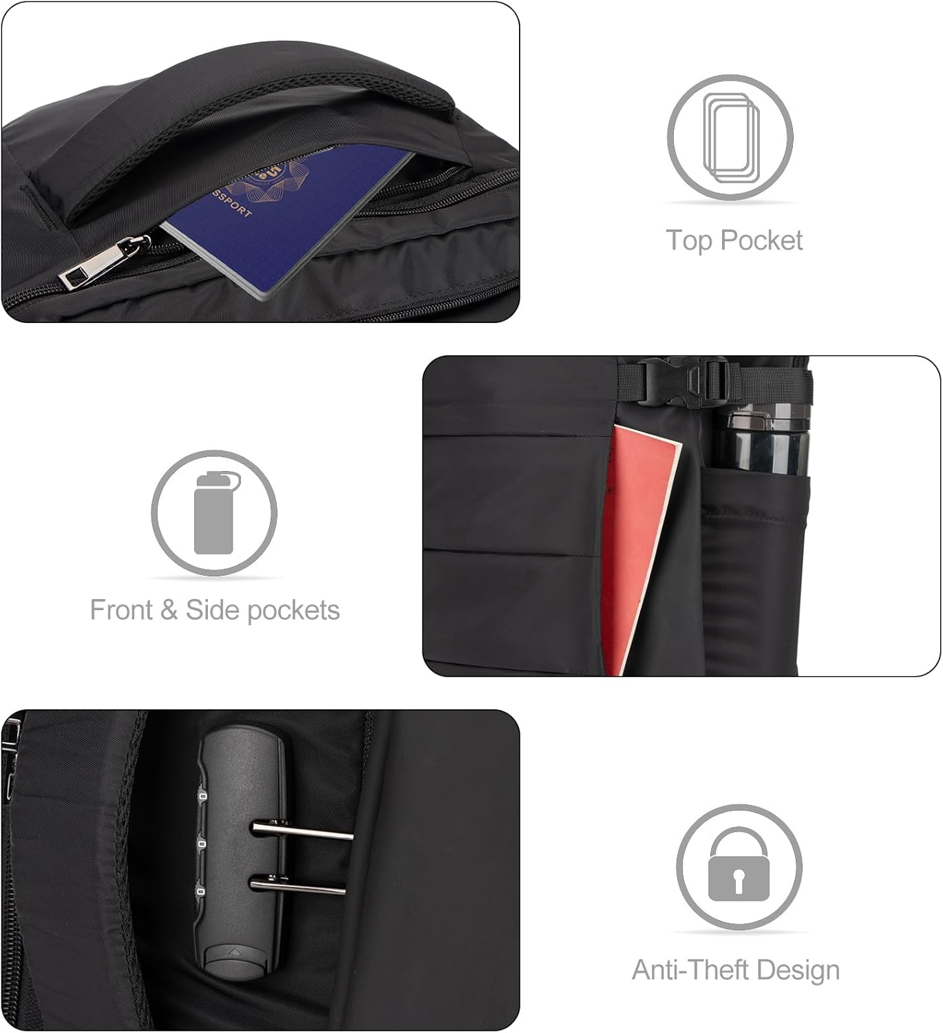 Tzowla Travel Laptop Backpack for Men Women Carry on Flight Approved, 40L Large Capacity Water Resistant anti Theft Backpacks with USB Port,Business Causal Daypack Bag Fit 17.3"Computer/Notebook