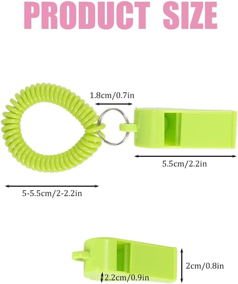 6 Pcs Loud Plastic Sports Whistles with Stretchable Coil Wrist Keychain Ring - Ideal for Coaches, Referees, Lifeguards, and Emergency Use in 6 Vibrant Colors image number 3