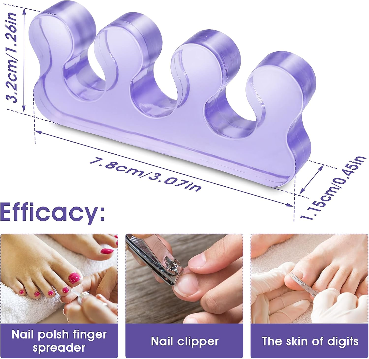 Molain 4Pcs Toe Separators Pedicure,Pedicure Toe Separators,Repeatable Washable Toenail Dividers,Toe Separators for Nail Polish Application image number 3