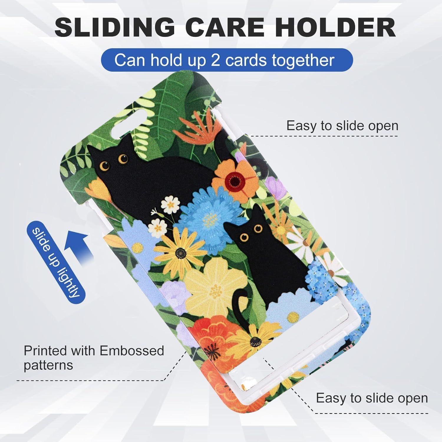 YJSPARKK 2PACK ID Card Holder,Lanyard with Card Holder,Name Tag Badge Keychain Perfect for Office Workers Student Teacher Nurses Doctor Coach (Cat) - Flower image number 2