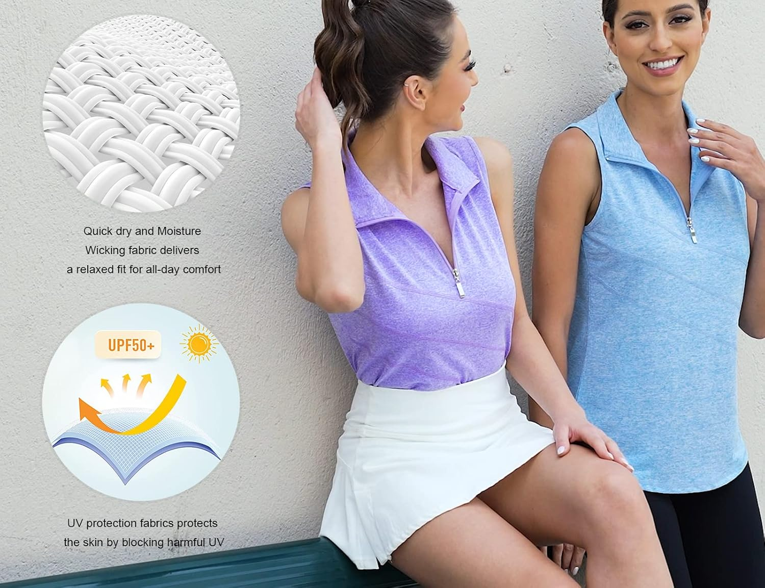 Tanst Sky Women'S Zip up Tank Top Quick Dry Workout Tops Sleeveless Golf Tennis Running Shirt image number 4