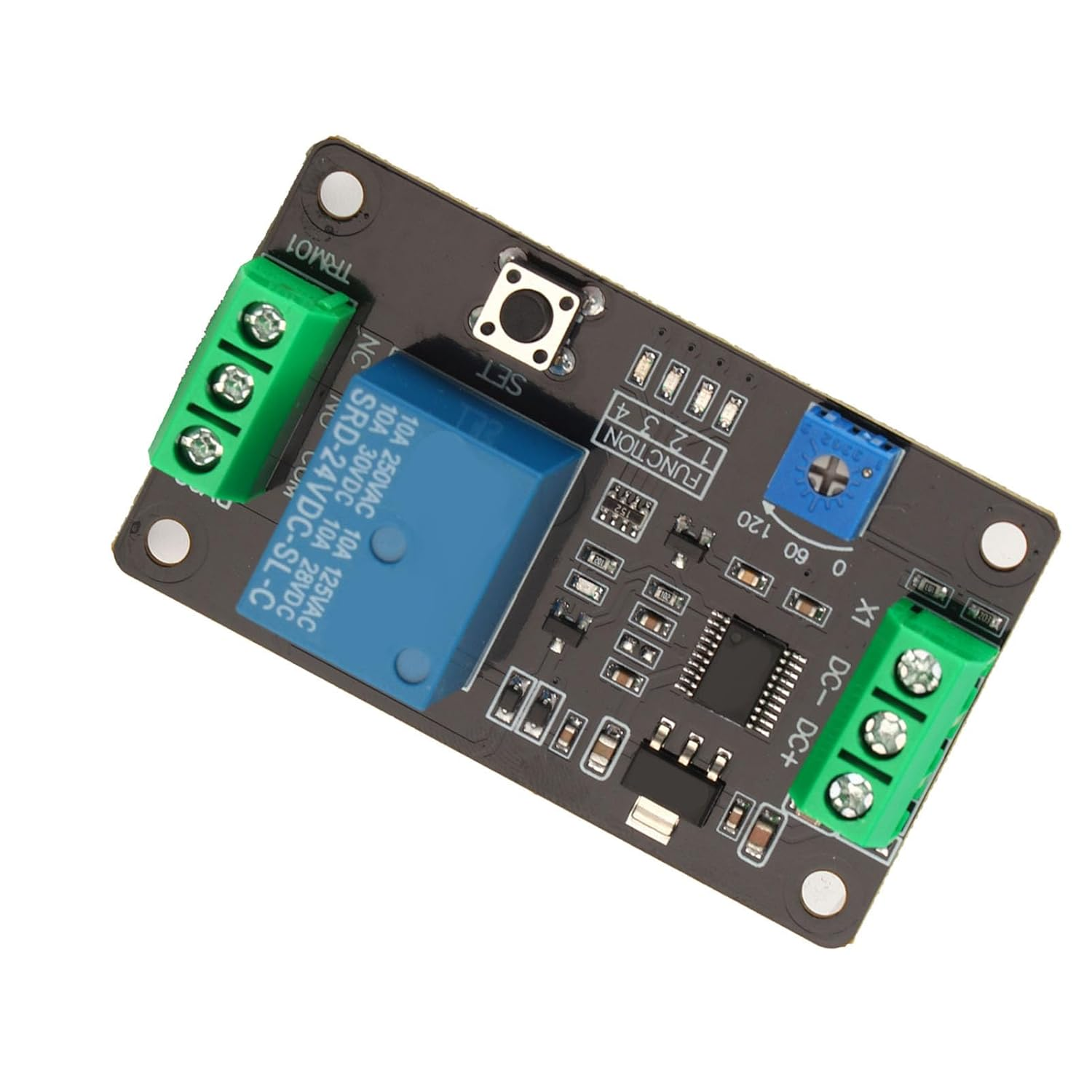 Delay Timer Relay, Self-Locking Delay Relay, 555 Timer DC 5V/12V/24V Time Relay 60 * 35 * 20Mm -20~60℃ for Anti-Reverse Function Trigger Delay Function (DC24V)