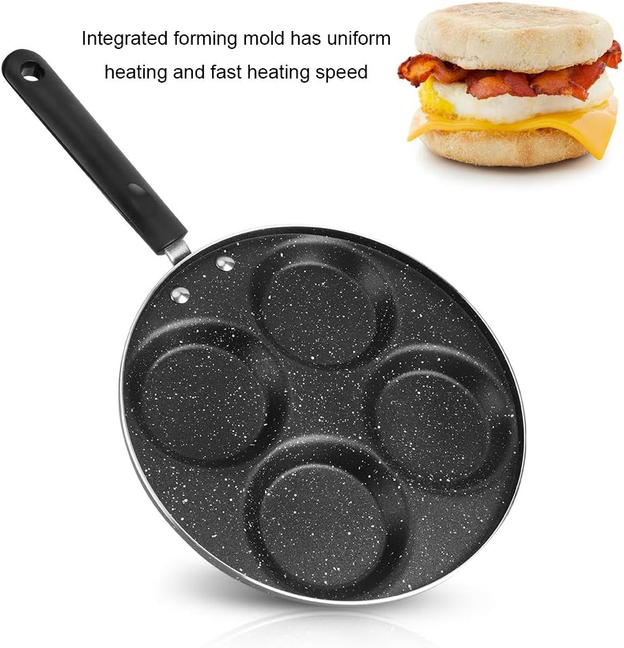 Egg Frying Pan, 4 Cup Aluminum Circle Fried Egg Pan Nonstick Pancake Pan Non Stick Egg Cooker Multi Skillet Omelet Pan for Frying Eggs Burgers Bacon image number 4