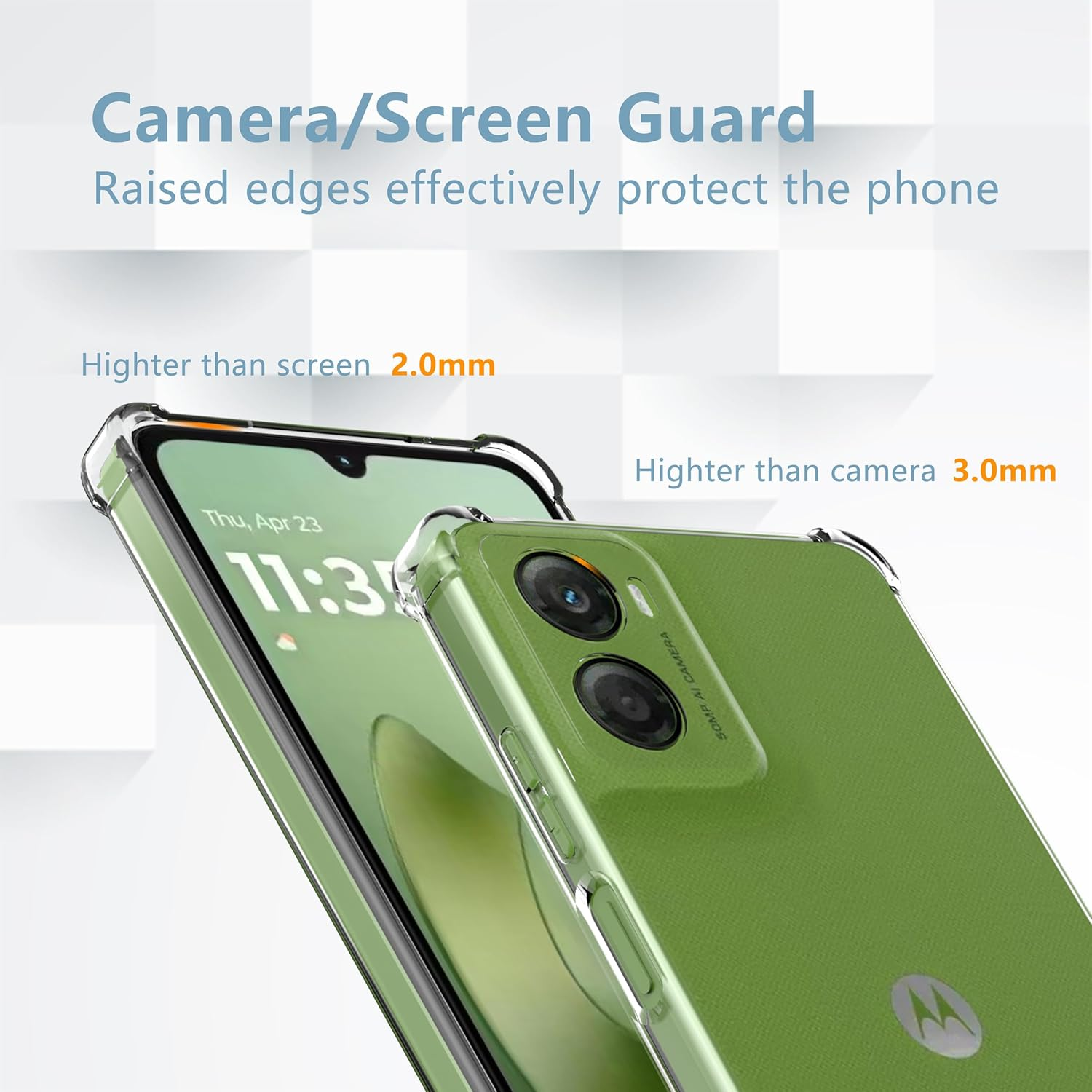 Anoowkoa Mobile Phone Case for Motorola Moto G06/Moto G06 Power Case + 2 Pieces Moto G06/G06 Power Tempered Glass Screen Protector [Transparent Silicone] [Shockproof Scratch-Resistant] Thin image number 2