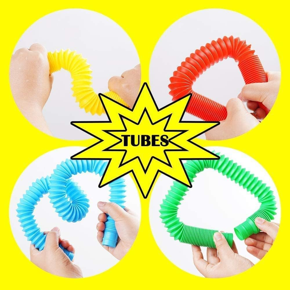 72 Pcs Pop Tubes Party Favor for Kids, Pop Tubes Fidget Toys for Easter Basket Goodie Bag Stuffers , Pop Tubes Bulk for School Classroom Rewards Prizes Birthday Christmas Valentine Gift image number 6