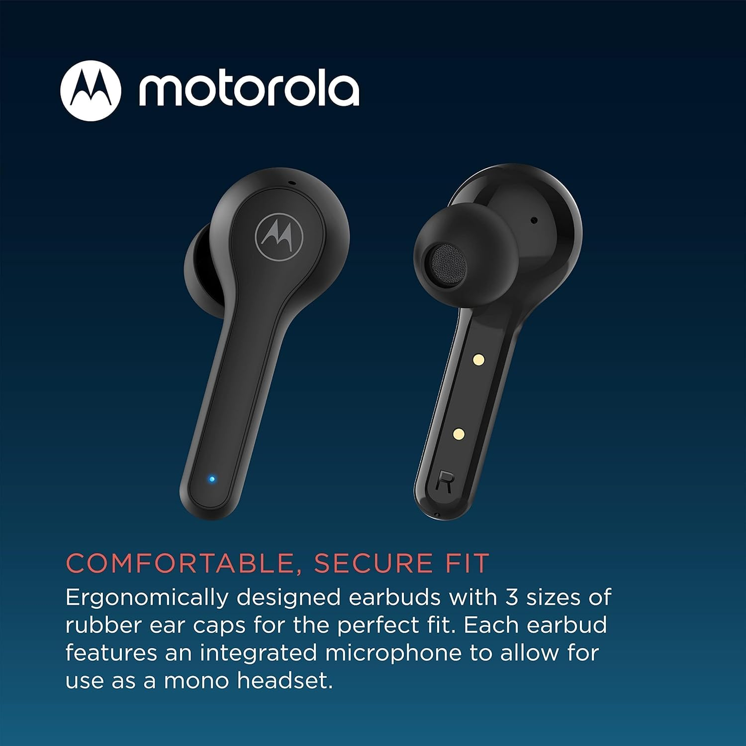 Motorola Moto Buds 085 IPX5 Water Resistant Ergonomic Design True Wireless Earbuds for Comfort Fit with 15 Hours Playtime (Jet Black)
