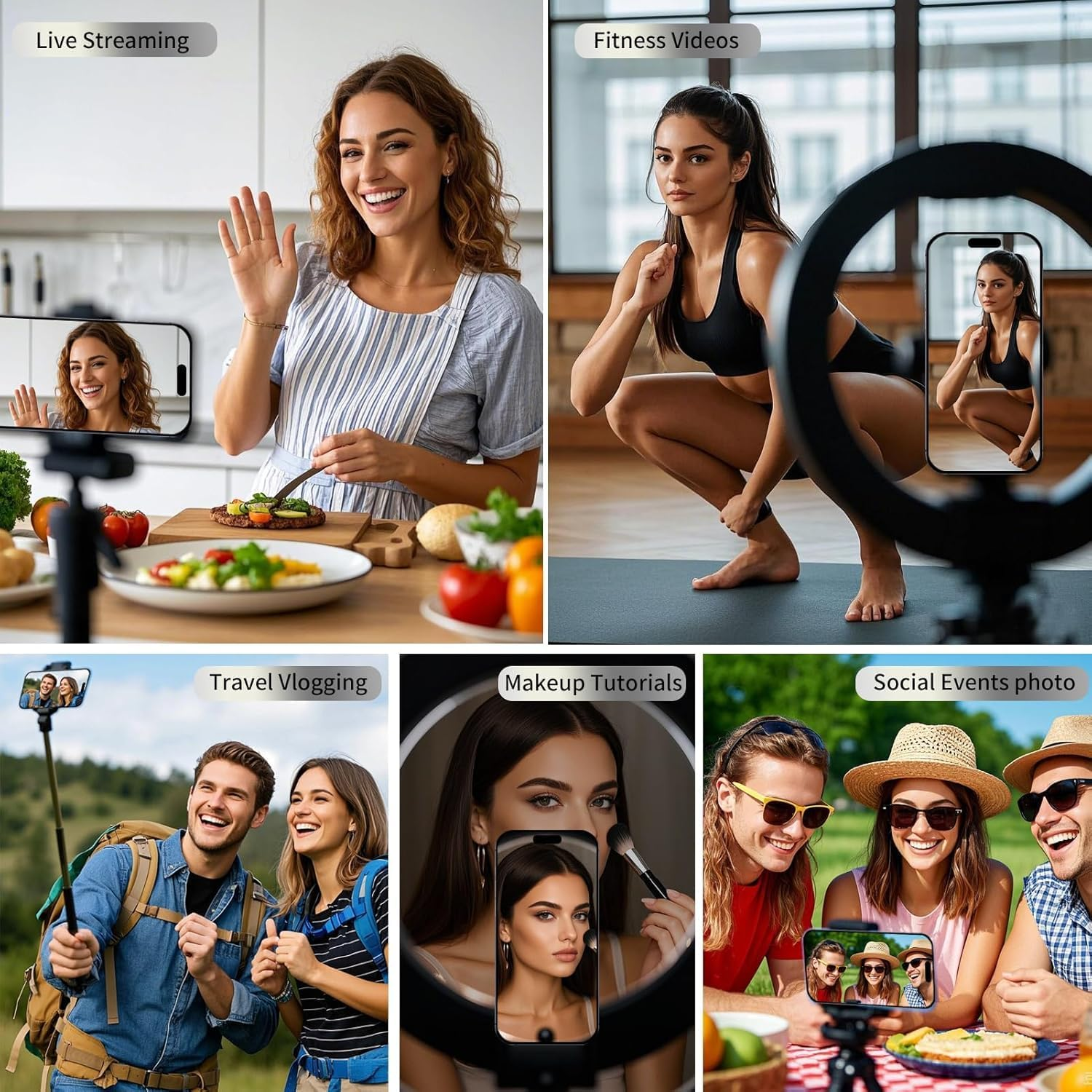 Magnetic Vlog Selfie Monitor Screen for Phone Vlog Selfie Monitor Screen Magnetic Mount for Magsafe Rear Camera for Selfie Vlog Live Stream Video Recording Wireless Connection (White) image number 3