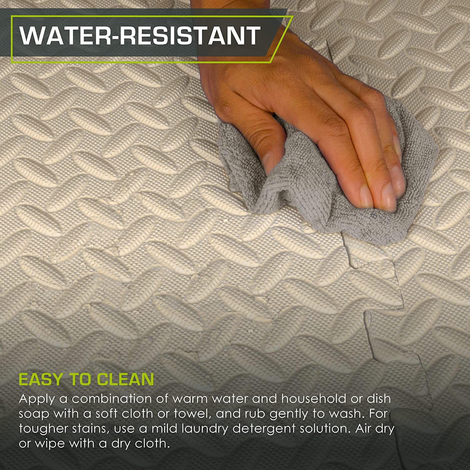 Prosourcefit Puzzle Exercise Mat &frac12; In, EVA Interlocking Foam Floor Tiles for Home Gym, Mat for Home Workout Equipment, Floor Padding for Kids, Cream, 24 in X 24 in X &frac12; In, 24 Sq Ft - 6 Tiles image number 6