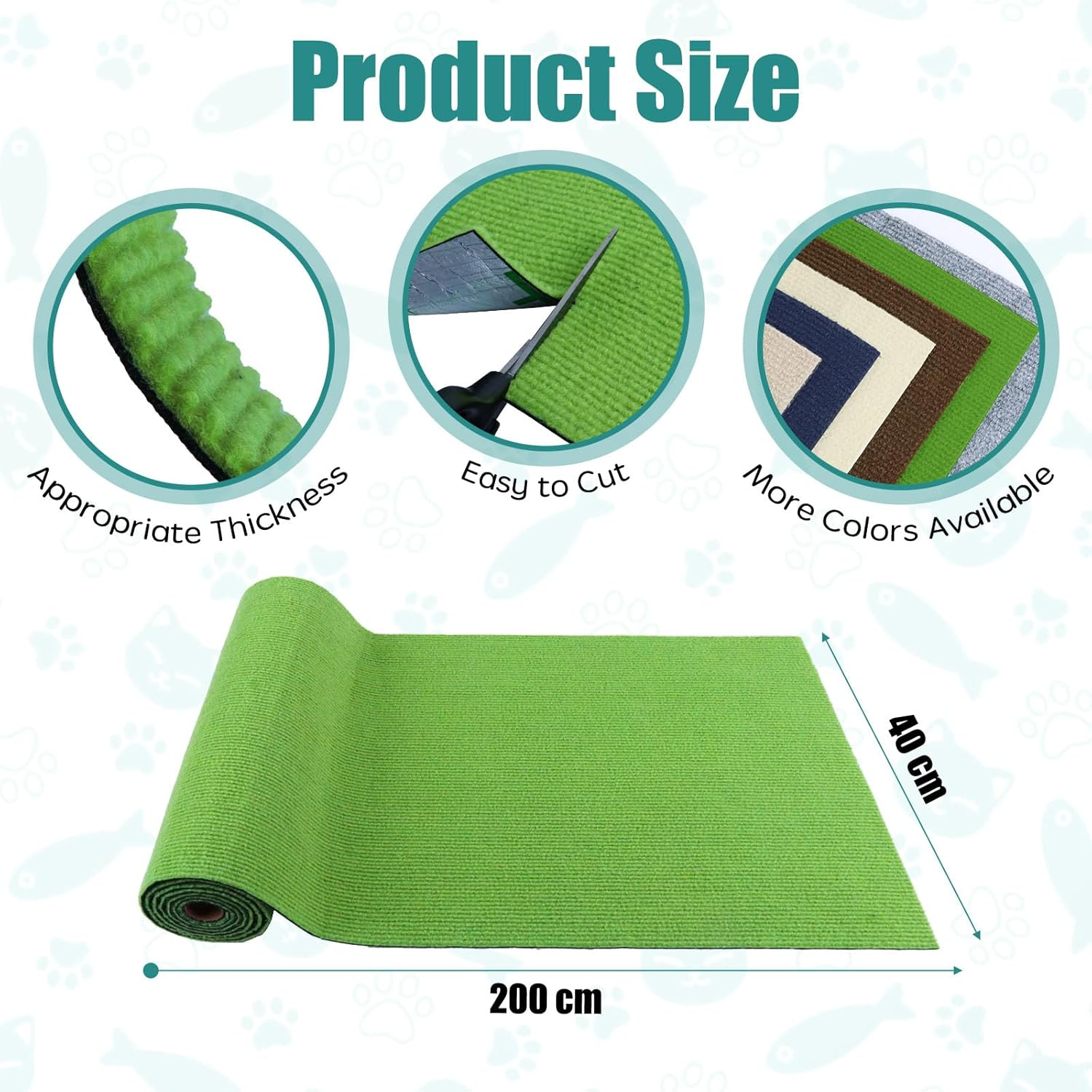 Scratching Mat, Self-Adhesive Scratching Mat, Cat Sofa, Scratching Boards, Cat Wall Scratching Board, Cat Wall Scratch Protection Wall (Fruit Green, 40 Cm X 2 M) image number 5