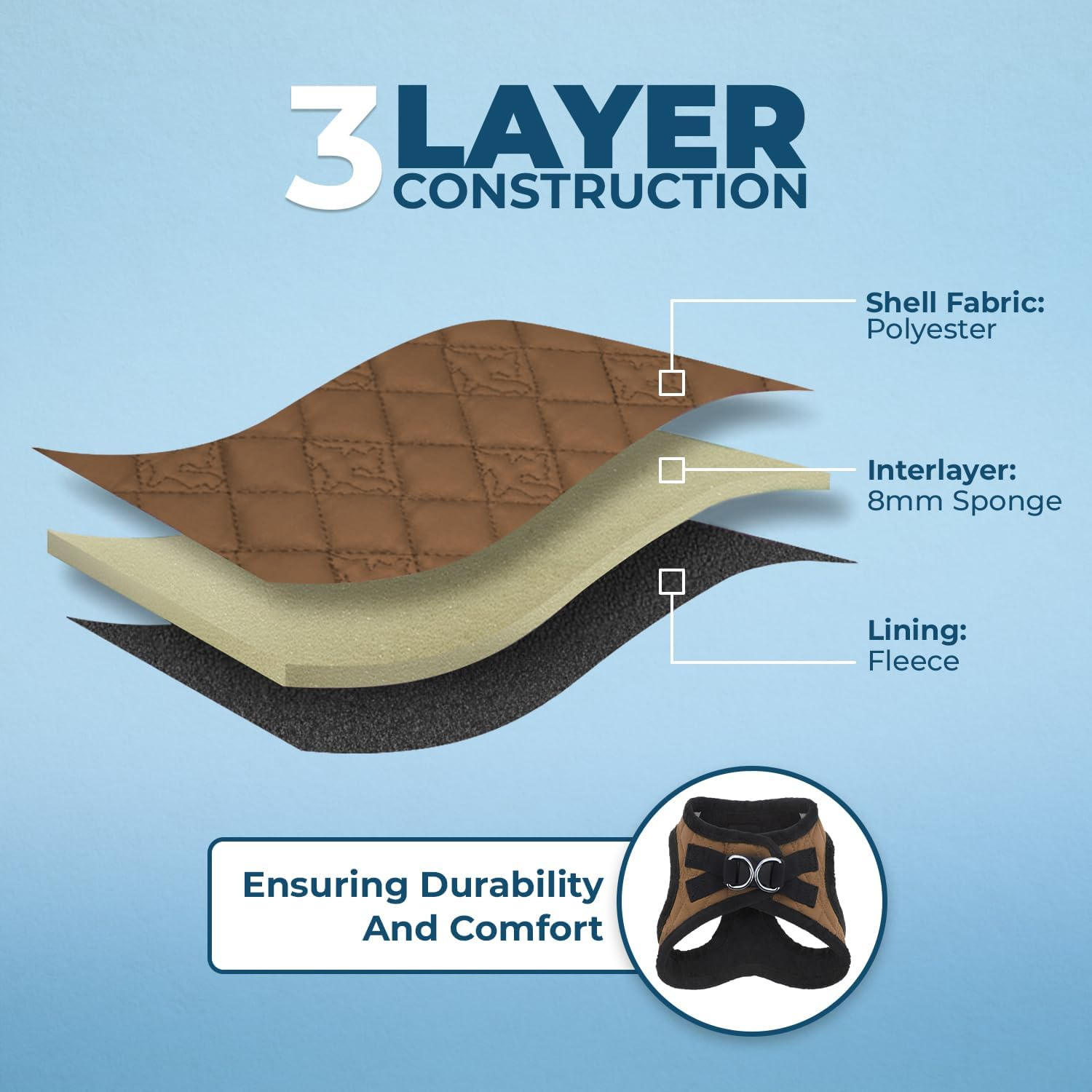 Best Pet Supplies, Inc. Voyager Step-In Plush Dog Harness - Soft Plush, Step in Vest Harness for Small and Medium Dogs - Beige Plush, Medium (Chest: 16" - 18") image number 2