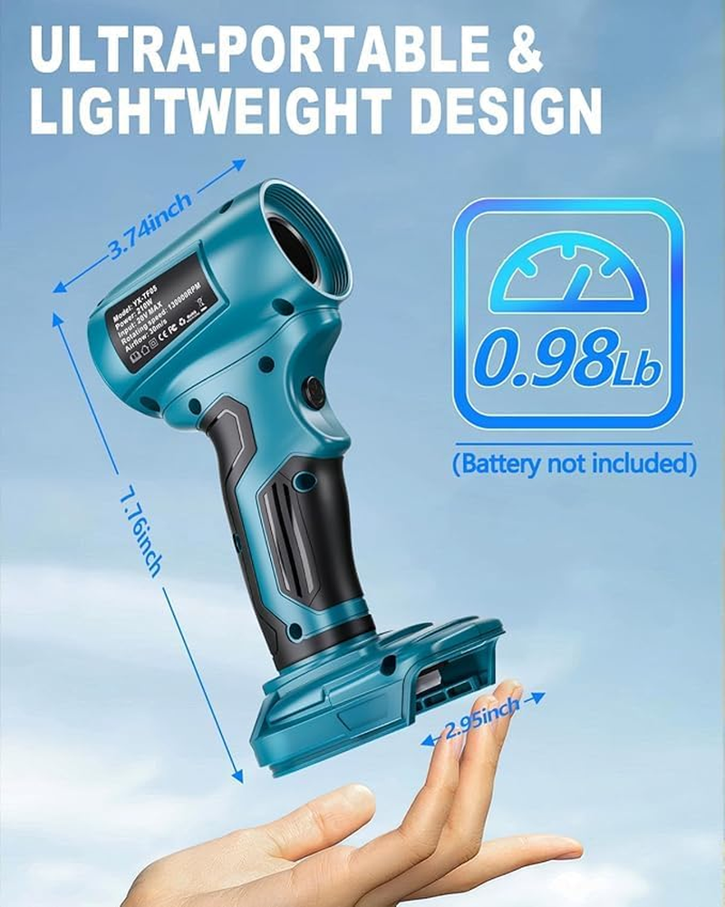 Cordless Leaf Blower, Turbo Jet Blower for Makita18V LXT Battery, Handhold Brushless Air Blower, Electric Air Blaster Duster with 130,000 RPM High Speed Brushless Motor for Cleaning image number 4