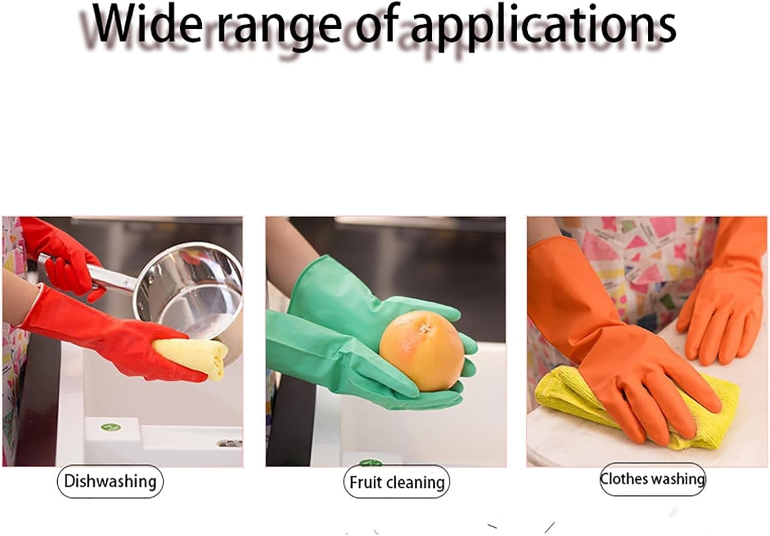 TJSCFY Thick Rubber Gloves for Cleaning Waterproof 4 Pairs Dishwashing Gloves for Kitchen Household Dish Gloves Reusable(Blue,4 Pairs_Xl)