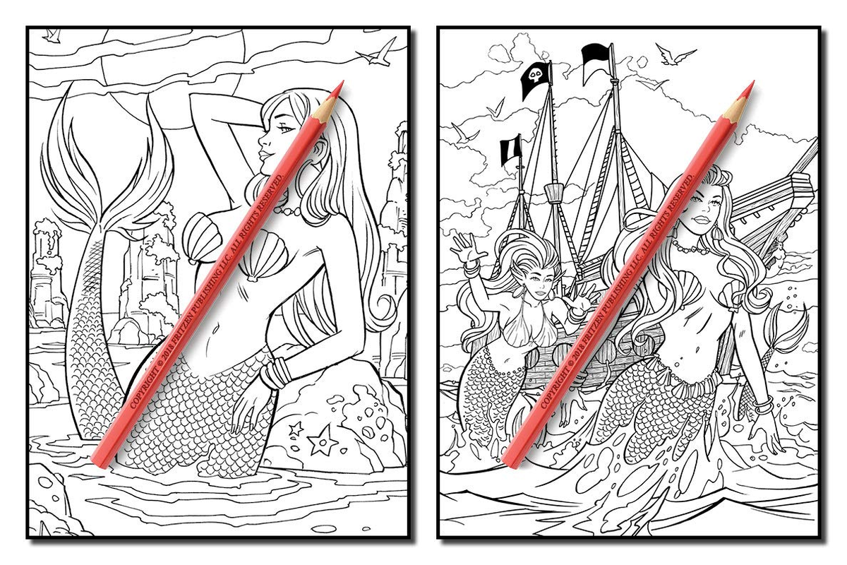 Mermaids: an Adult Coloring Book with Beautiful Fantasy Women, Underwater Ocean Realms, Fun Sea Animals and Relaxing Tropical Beaches image number 2